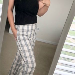 NWT Zara Cropped Checkered Plaid Pants